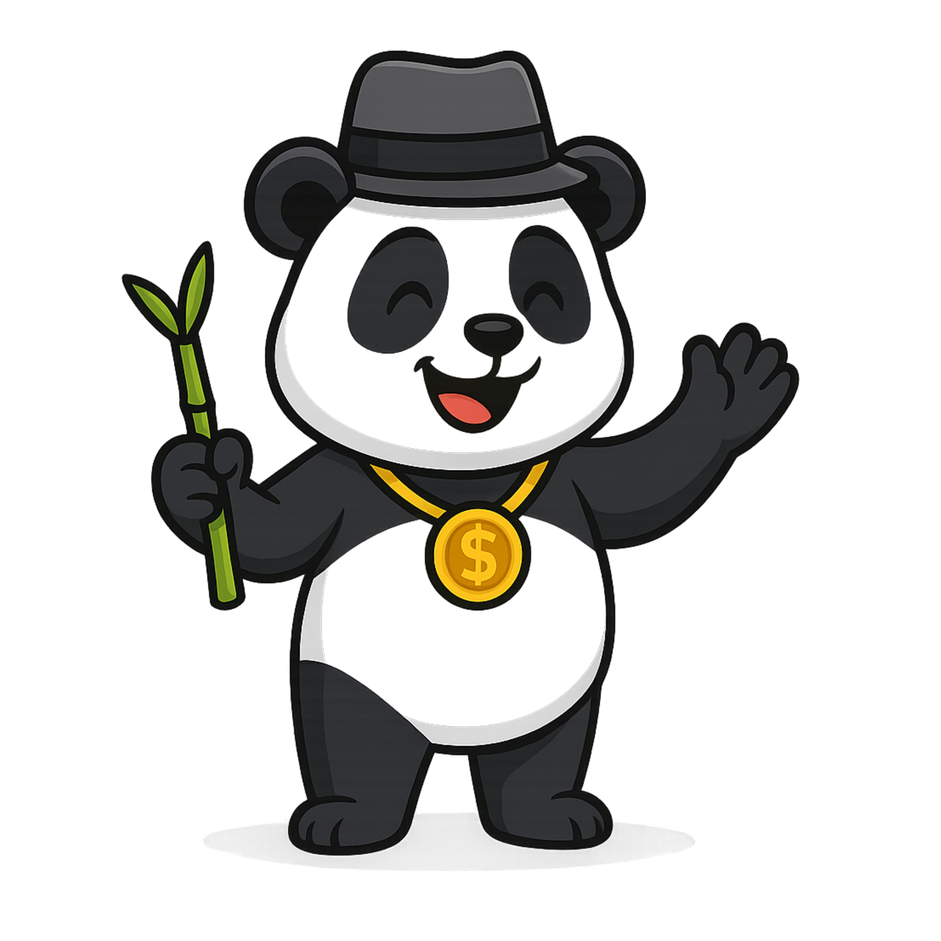 Panda with hat waving