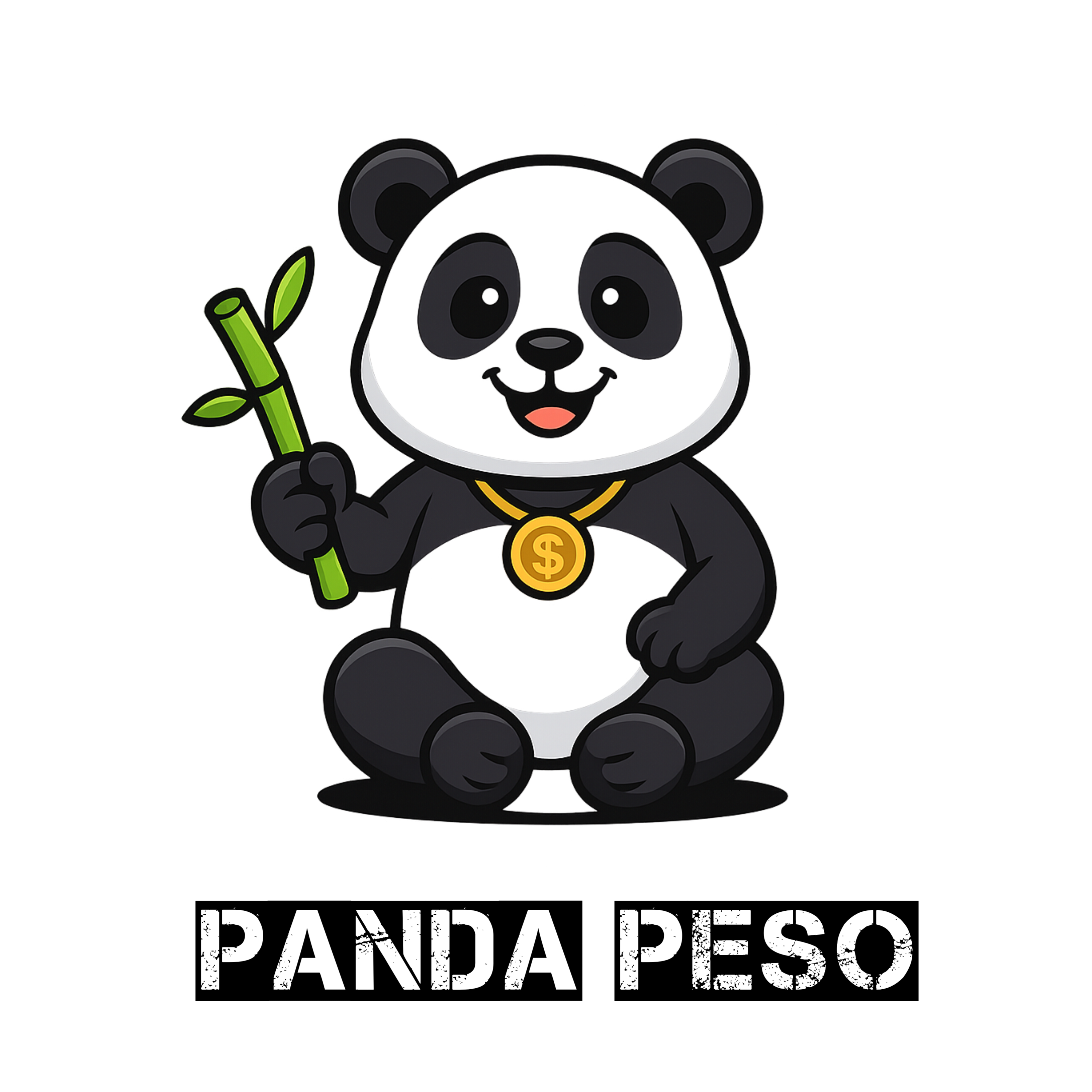 Panda sitting with bamboo